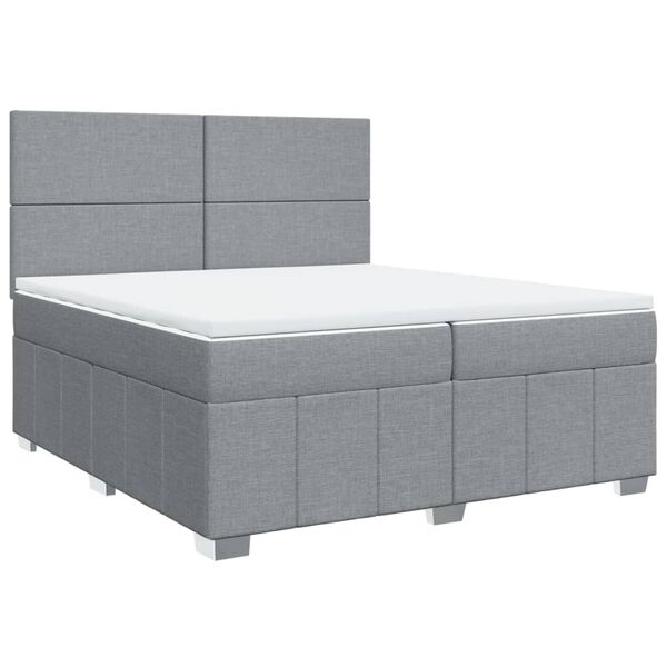 vidaXL Cama com molas/colch&atilde;o 200x200 cm tecido cinza-claro