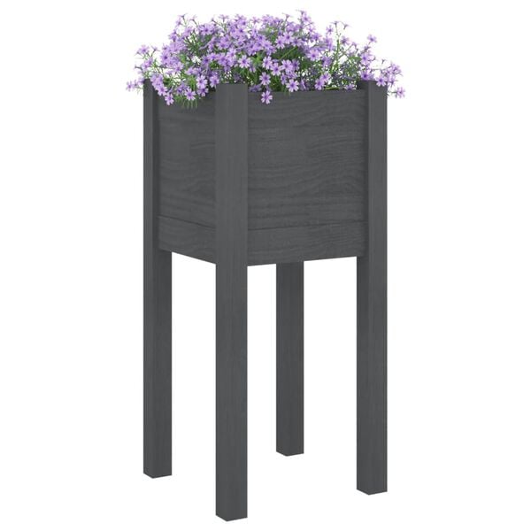 vidaXL Vaso/floreira de jardim 31x31x70 cm pinho maci&ccedil;o cinzento