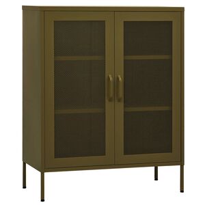 vidaXL Arm&aacute;rio de arruma&ccedil;&atilde;o a&ccedil;o 80x35x101,5 cm verde-azeitona