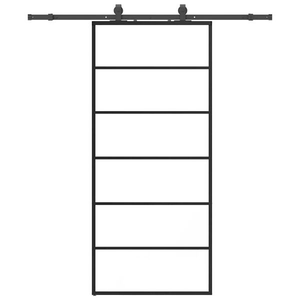 vidaXL Porta deslizante c/ conj. ferragens 90x205cm vidro ESG preto