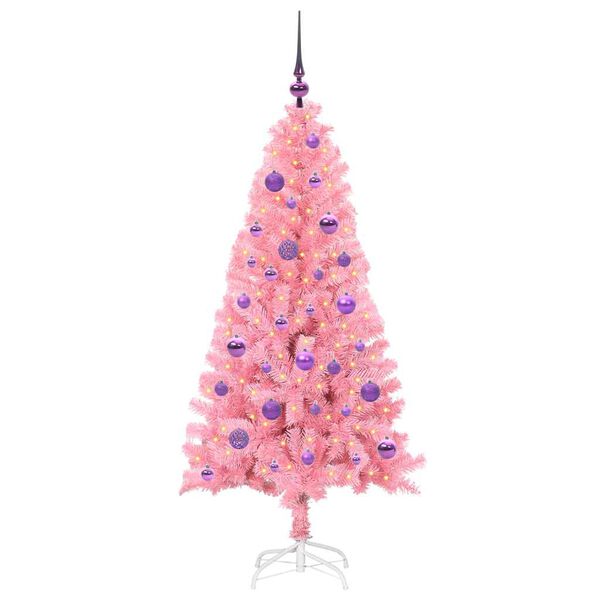 vidaXL &Aacute;rvore de Natal com 150 LEDs com suporte Rosa 150 cm PVC
