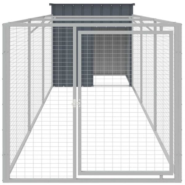 vidaXL Casota p/ c&atilde;es c/ parque 110x405x110 cm a&ccedil;o galvaniz. antracite