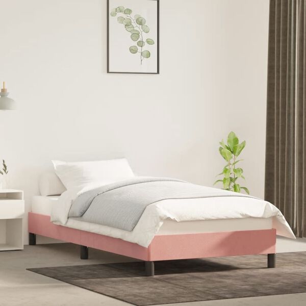 vidaXL Estrutura de cama 90x190 cm veludo rosa