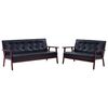 vidaXL Conjunto de sof&aacute;s 2 pcs couro artificial preto