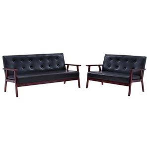 vidaXL Conjunto de sof&aacute;s 2 pcs couro artificial preto