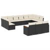 vidaXL 13 pcs conjunto de sof&aacute;s de jardim com almofad&otilde;es vime PE preto