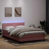 vidaXL Cama box spring c/ colch&atilde;o e LED 160x210 cm veludo rosa