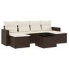 vidaXL 7 pcs conjunto de sof&aacute;s jardim c/ almofad&otilde;es vime PE castanho