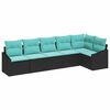 vidaXL Conjunto de Sof&aacute;s com almofada 6 pcs Preto vime PE
