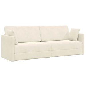 vidaXL Sof&aacute;-cama de ch&atilde;o Creme 213 x 70 x 77 cm Veludo