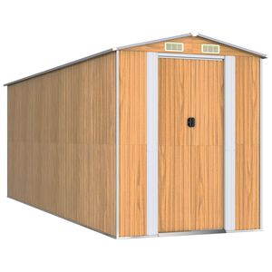 vidaXL Abrigo de jardim 192x523x223 cm a&ccedil;o galvanizado castanho