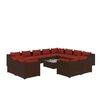 vidaXL 13 pcs conjunto lounge jardim c/ almofad&otilde;es vime PE castanho