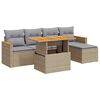 vidaXL 6 pcs conjunto sof&aacute;s jardim com almofad&otilde;es vime PE/ac&aacute;cia bege