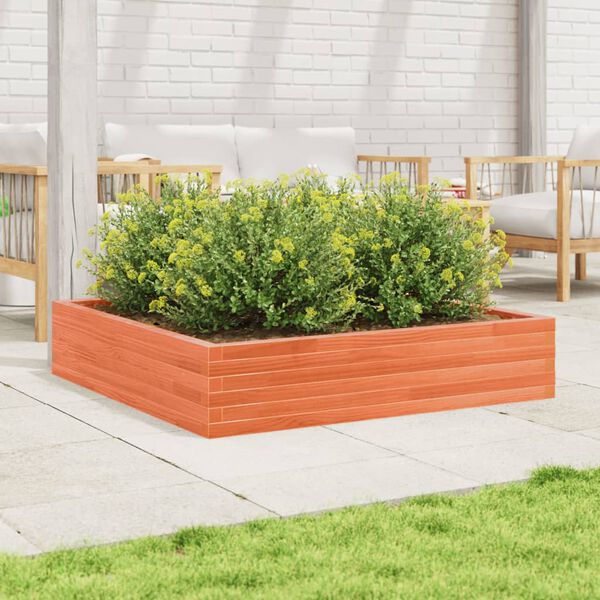 vidaXL Vaso/floreira de jardim 110x110x23 cm pinho maci&ccedil;o castanho-mel