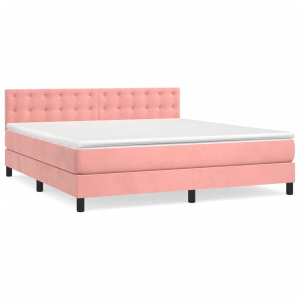 vidaXL Cama com molas/colch&atilde;o 160x200 cm veludo rosa