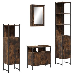 vidaXL 4pcs conjunto de m&oacute;veis WC derivados de madeira carvalho fumado