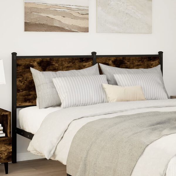 vidaXL Cabeceira de cama 150 cm derivados madeira/a&ccedil;o carvalho fumado