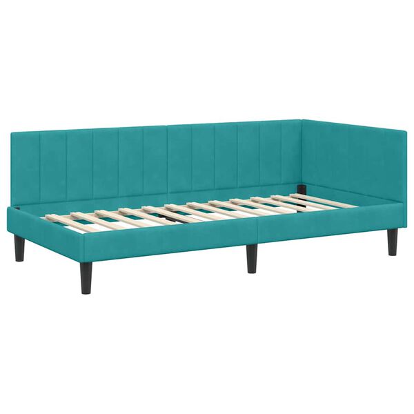 vidaXL Estrutura de Cama de Canto Turquesa 90 cm x 190 cm Veludo