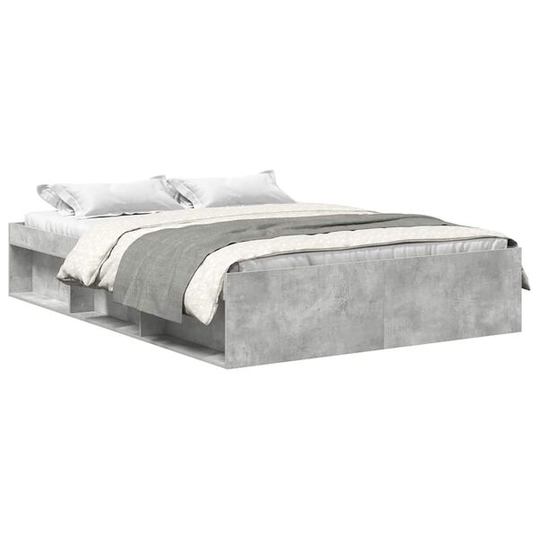 vidaXL Estrutura de cama de casal 135x190 cm cinza cimento