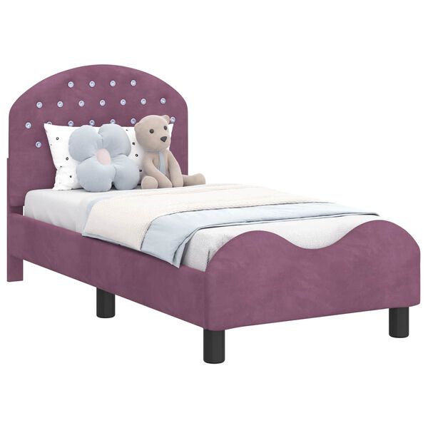 vidaXL Estrutura de Cama para Crian&ccedil;a com Cabeceira Roxo 70 x 140 cm