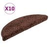 vidaXL Tapetes de escada 10 pe&ccedil;as 56x17x3 cm marrom semicircular