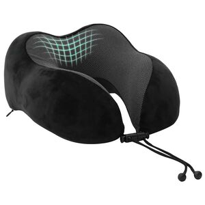 vidaXL Almofada de viagem para o pesco&ccedil;o Preto Espuma de Mem&oacute;ria