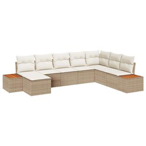 vidaXL Conjunto de Sof&aacute; de Jardim 9 pcs Bege e Creme Polirattan