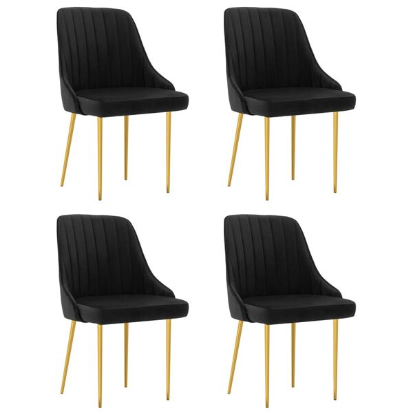 vidaXL Cadeiras de jantar 4 pcs veludo preto