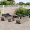 vidaXL Conjunto de Sof&aacute; de Jardim com almofada 10 pcs Cinzeto vime PE
