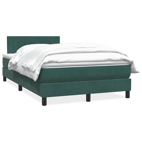 vidaXL Cama boxspring com colch&atilde;o 120x210 cm veludo verde-escuro