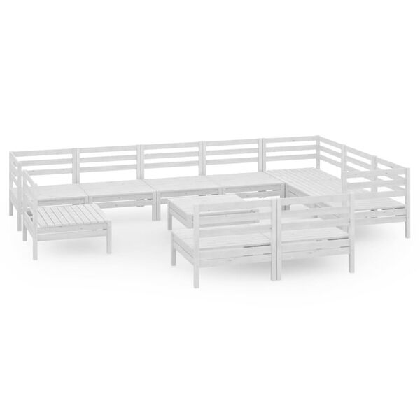 vidaXL 11 pcs conjunto lounge de jardim pinho maci&ccedil;o branco