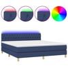 vidaXL Cama box spring c/ colch&atilde;o e LED 160x200 cm tecido azul