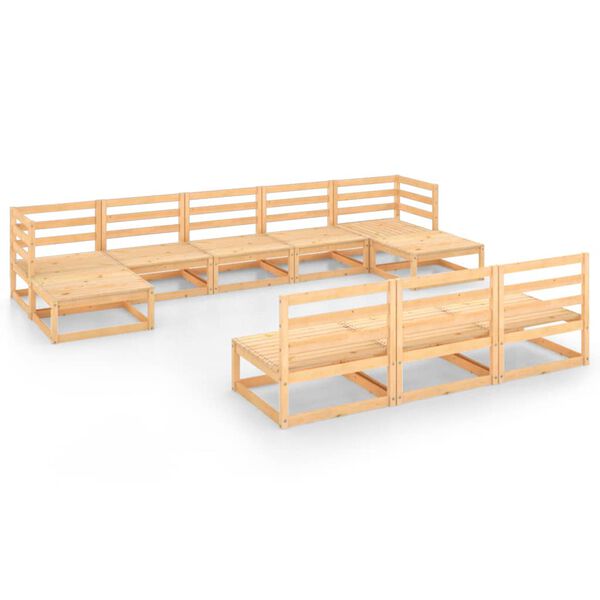 vidaXL 10 pcs conjunto lounge de jardim pinho maci&ccedil;o