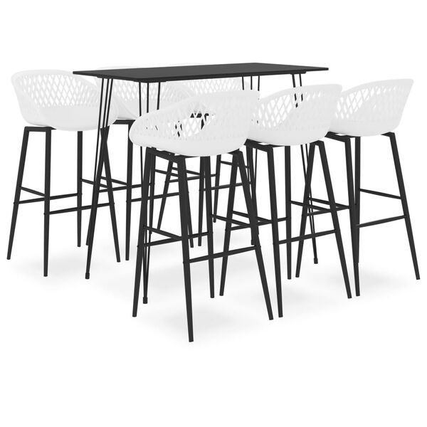 vidaXL 7 pcs conjunto de bar preto e branco