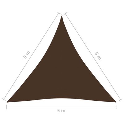 vidaXL Para-sol estilo vela tecido oxford triangular 5x5x5 m castanho