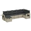 vidaXL 7 pcs conj. sof&aacute;s jardim com almofad&otilde;es vime PE cinzento-claro