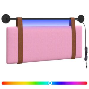 vidaXL Cabeceira suspensa Com luz LED Rosa PU Antigo
