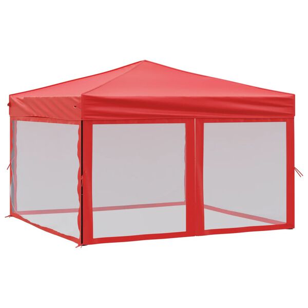 vidaXL Tenda para festas dobrável com paredes laterais 3x3 m vermelho