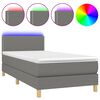 vidaXL Cama box spring c/ colch&atilde;o e LED 100x200 cm tecido cinza-escuro