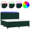 vidaXL Cama box spring c/ colch&atilde;o/LED 200x200 cm veludo verde-escuro