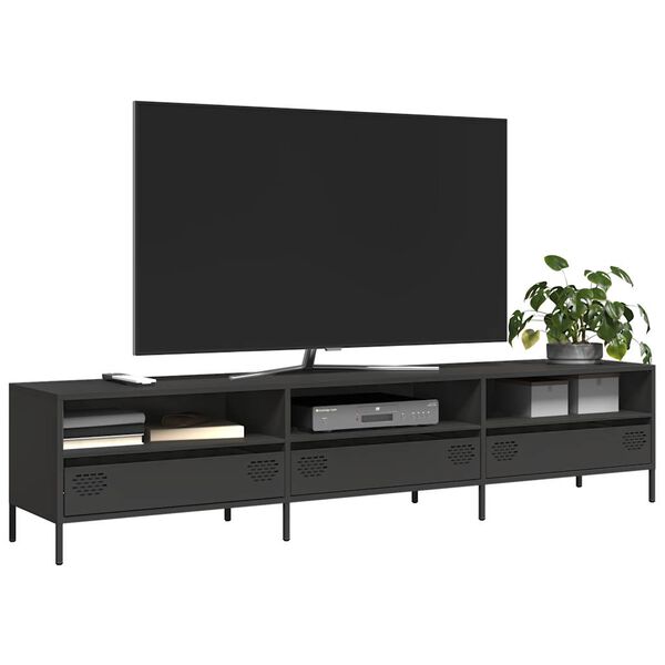 vidaXL M&oacute;vel de TV 202x39x43,5 cm a&ccedil;o laminado a frio preto