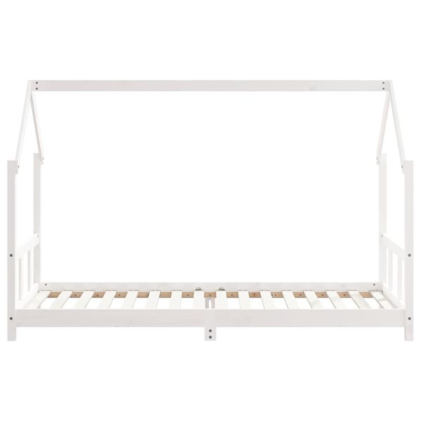 vidaXL Estrutura de cama infantil 90x200 cm pinho maci&ccedil;o branco