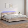 vidaXL Cama box spring c/colch&atilde;o/LED 200x200cm couro artif. cappuccino