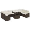 vidaXL Conjunto de Sof&aacute;s 11 unid. Marrom e Creme vime PE
