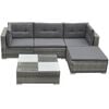 vidaXL 5 pcs conjunto lounge de jardim c/ almofad&otilde;es vime PE cinzento