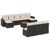 vidaXL 11 pcs conjunto sof&aacute;s de jardim c/ almofad&otilde;es vime PE preto