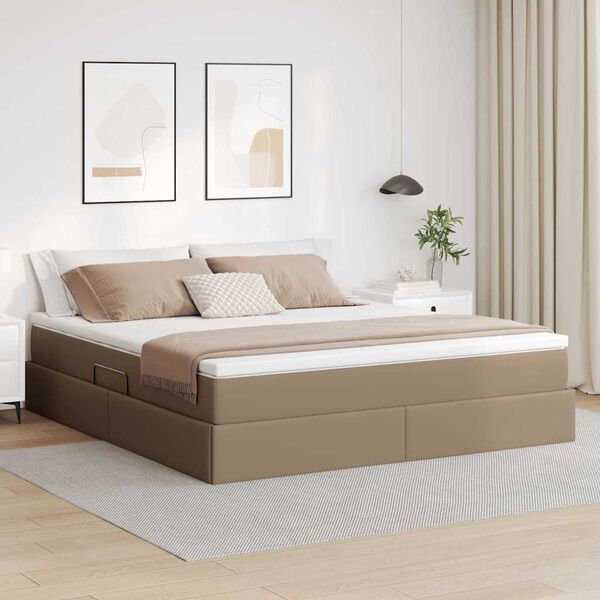 vidaXL Cama com arruma&ccedil;&atilde;o e colch&atilde;o Cappuccino 180 x 200 cm