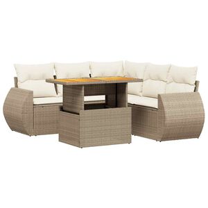 vidaXL 6 pcs conjunto de sof&aacute;s p/ jardim com almofad&otilde;es vime PE bege