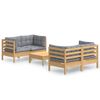 vidaXL 5 pcs conjunto lounge de jardim c/ almofad&otilde;es cinzentos pinho