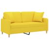 vidaXL Sof&aacute; 2 lug. + almofadas decorativas 140 cm tecido amarelo-claro
